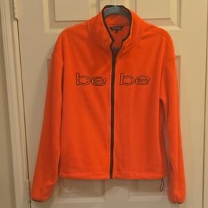 Bebe Vibrant Orange Zip-Up Polar Fleece
